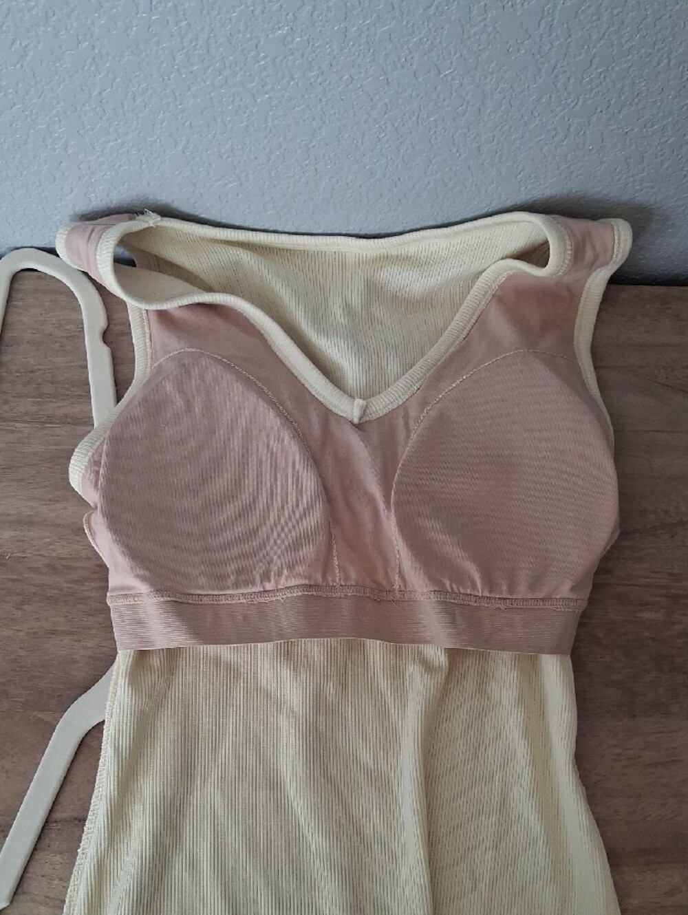 OGL Light Cream Ribbed V-Neck Tank - Picture 6 of 6